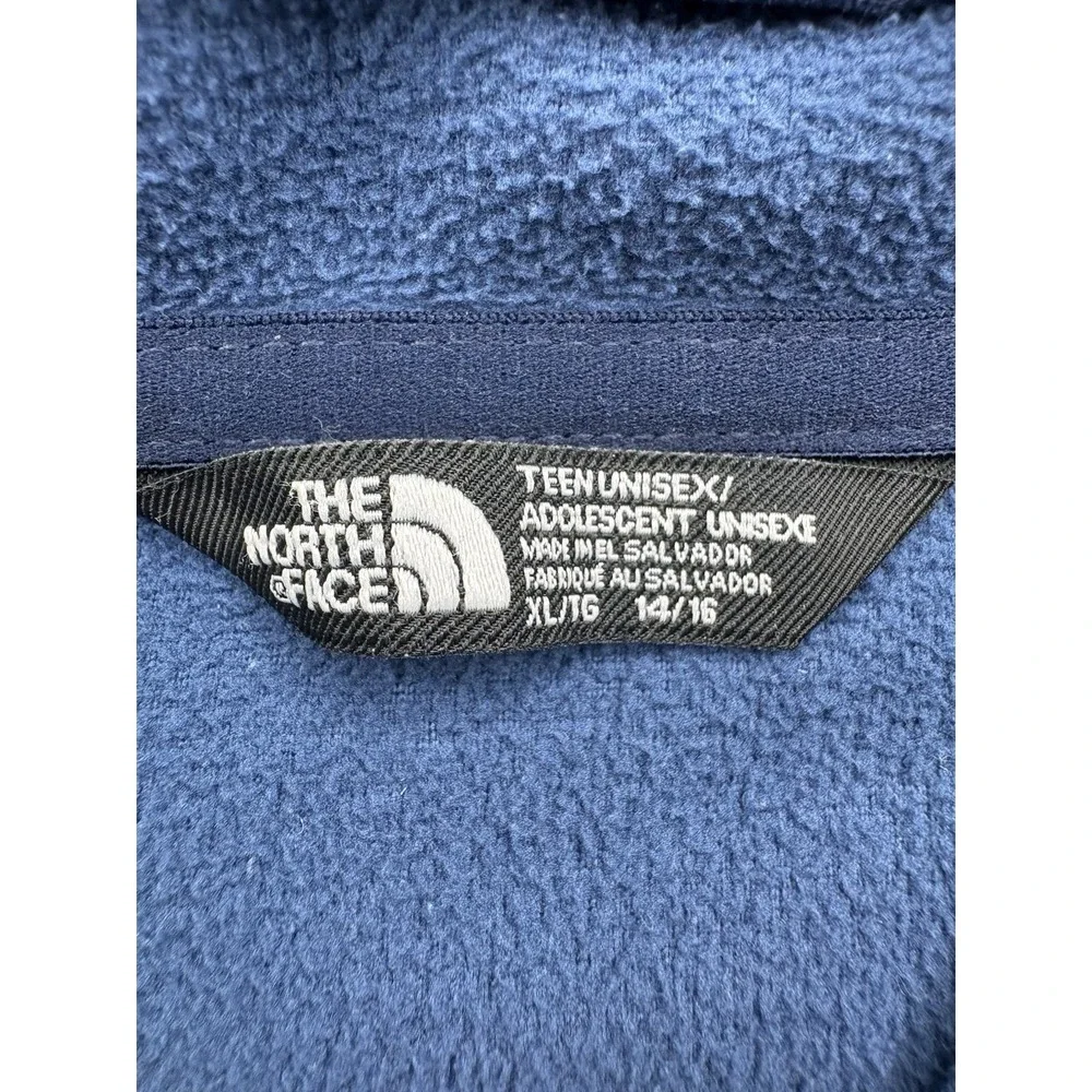 The North Face Teens Blue Glacier Zip Up Hooded Fleece Jacket Size XL 14/16
